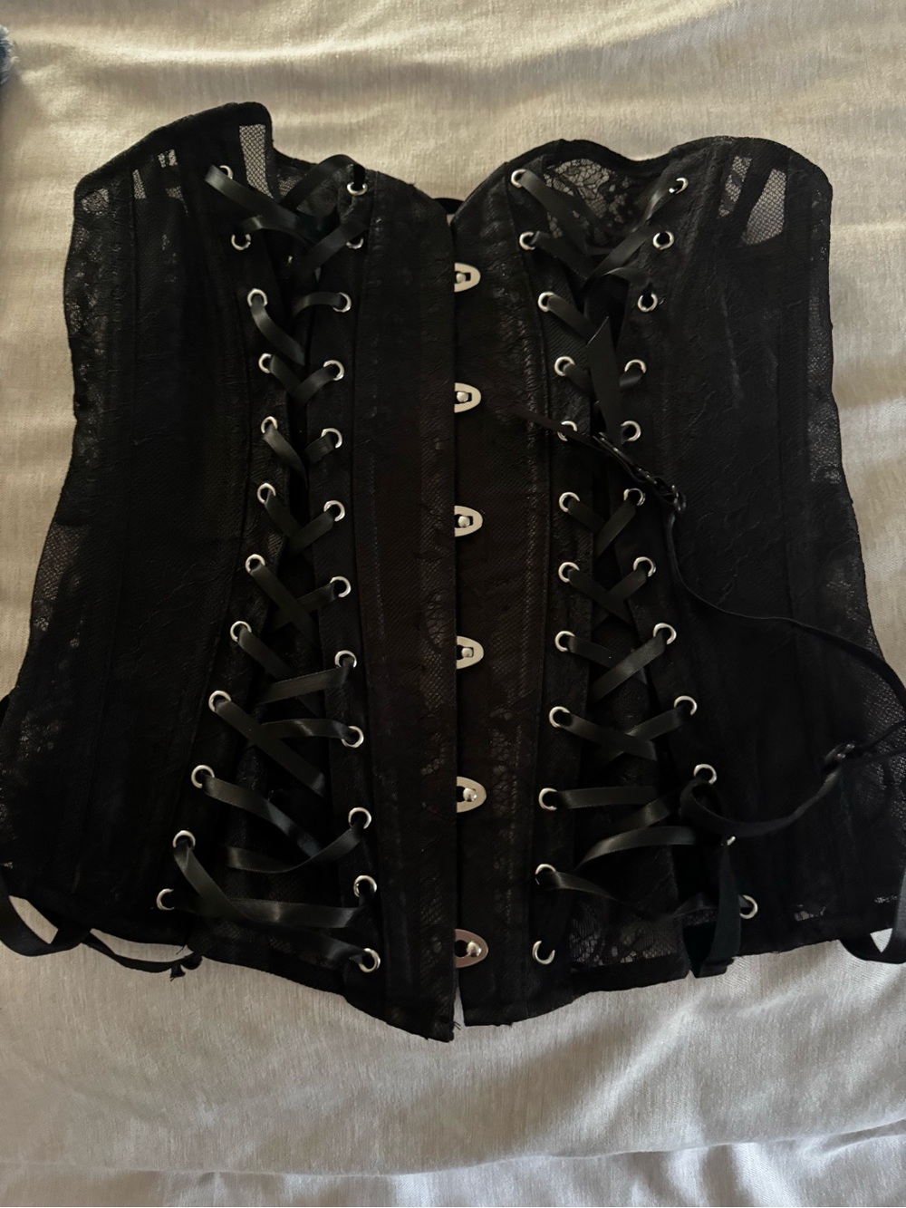 Adore me Black Lace Corset Top with Ribbon Lacing-worn once for photoshoot
